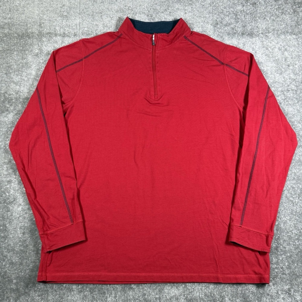 Tasc Pullover Men's XL Red‎ 1/4 Zip Bamboo Long Sleeve  Performance Athletic